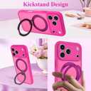 AIGOMARA Phone Case for iPhone 17 Pro 6.3 Inch [Compatible with MagSafe] Hot Pink Magnetic Kickstand Case with Screen Protector Soft TPU + Hard PC Shockproof Phone Cover for Women Men
