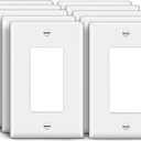 [10 Pack] BESTTEN 1-Gang Mid-size Decorator Wall Plate, Unbreakable Polycarbonate Midway Outlet and Switch Cover, H5.00 x W3.18, UL Listed, White (Decor Midsize 10 Pack)