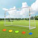 ORIENGEAR Soccer Goal, 12x6/10x6.5/8x6/6x4 Full Size Soccer Goals for Backyard, Soccer Net with Training Discs, Portable Soccer Goal for Kids and Adults with 1 Carry Bag, Porterias De Futbol