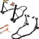 VEVOR Motorcycle Stand Lift 850lbs Front Rear Combo Stand Lift Stand Front Wheel Fork Stand Rear U+L Fork Swingarm Spool Stand Compatible with Most Yamaha Honda Kawasaki Suzuki Motorcycles Black