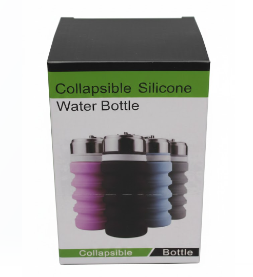 Water Bottle,4 Pcs BPA Free Reuseable Silicone Foldable Leakproof  Water Bottles,Portable Lightweight Water Bottles with Carabiner for Travel Gym Camping,Hiking Outdoor Indoor Sports Color Blue