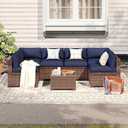 Aoxun 14-Piece Outdoor Cushions Covers with Zippered and Anti-Slip Dot, Patio Cushion Covers Replacement for Outdoor Furniture, Washable Reusable Couch Protectors, Navy Blue (Covers Only)