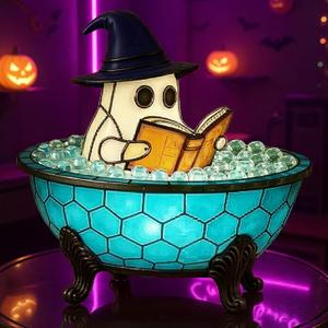 Halloween Ghost Bubble Bath Lamp,Cute Ghost Reading Book Lamp Spooky Led Night Lights for Bathroom Decor(1pcs)