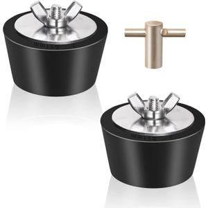 2 Pack Rubber Pool Winter Plugs with One T-Handle 1.5" 2" Pool Winterizing Plugs with Stainless Steel Screws Pool Return Jet Plug Inground & Above Ground Skimmer Plug for Pools
