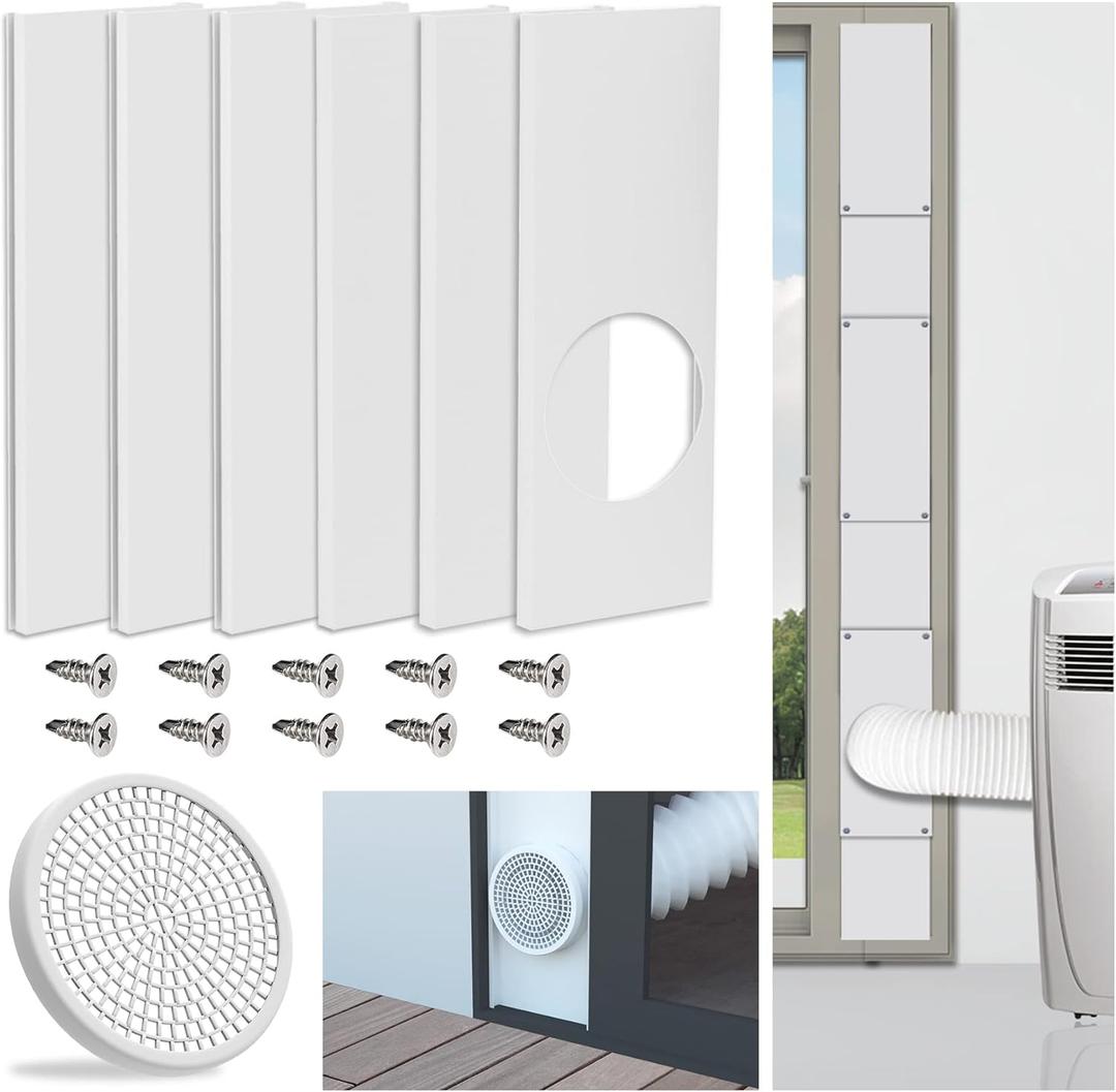 LBG Products Portable Air Conditioner Sliding Door Kit,Adjustable Length Sealing Plates Up to 90 inches,Sliding Door AC Vent Kit for Exhaust Hose, Universal for Ducting with 5 inches Diameter