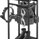 Police Gear Stand, Tactical Police Hanger with Hooks, Freestanding Police Gear Rack for Gun Storage, Body Armor Stand for Storing Uniform, Duty Belt and Vest Hanger, Police Gift, Black