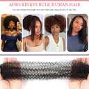 12 Inch Springy Afro Twist Human Braiding Hair 3 Packs Afro Kinkys Bulk Human Hair for Braiding (1B, 12 Inch 3 PACKS)