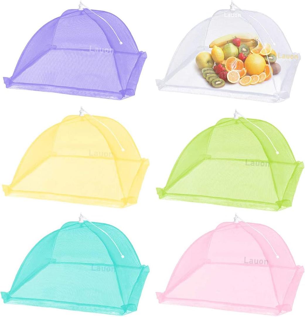 Food Cover Mesh Food Tent, 17"x17", Nylon Covers, Pop-Up Umbrella Screen Tents, Collapsible and Reusable Patio Bug Net for BBQ, Picnics, Parties, Camping, Outdoor - 6 Colors
