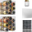 Set of 18 Magnetic Glass Spice Tins with 100 Preprinted Seasoning Label Stickers (Includes Black Metal Wall-Plates)