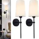 Battery Operated Wall Sconces, Wall Sconces Sets of 2, Rechargeable Wall Lights, with Remote Control Dimmable Detachable Bulb, Suitable for Bedroom Living Room Corridor Kitchen Black