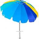 AMMSUN 7.5ft Heavy Duty HIGH Wind Beach Umbrella with sand anchor Vent Tilt Portable Sun Shelter, UV 50+ Protection Outdoor Sunshade Umbrellas Carry Bag for Patio Garden Pool Backyard Multicolor Blue
