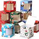 Harloon 36 Pack Christmas Gift Boxes for Sublimation Mugs Transparent Mug Boxes Wine Glass Gift Packaging Box for Blanks Sublimation Coffee Mugs 11oz, 12oz, 15oz Ceramic Gift Wrapping(Snowman)