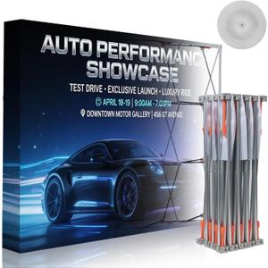 7.4 X 7.4FT Portable Pop Up Display Stand, Aluminum Folding Banner Stand, Fabric Tension Backdrop Booth Frame for Trade Shows, Weddings, Retail & Outdoor Events (Including A Carry Bag)