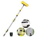 LAANPOLE 12FT Car Wash Brush with Long Handle, Car Cleaning Brush with 12 Inch Soft Bristle and Soap Dispenser, Solar Panels Cleaner with Telescoping Pole for RV, Truck, Boat, House Siding, Yellow