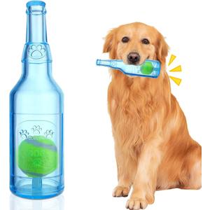 Water Bottle Dog Toy for Aggressive Chewers, Cute Squeaky Indestructible Water Bottle Dogs Chew Toys for Medium/Small Dogs Interactive Dog Toys to Exercise and Accompany (Blue)