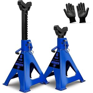 6 Ton (13,200 LBs) Jack Stands with Double Pin Locking,Rubber Cover,Large Foot Base,16"-24" Adjustable Height Heavy Duty Jack Stands,Lifting Car,Bus,RV,SUV,MPV,Pickup Truck,2 Pack Blue