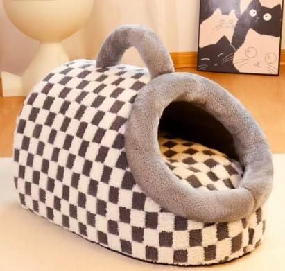 Dog Bed Cat Bed (Grey, m) Dog Bed Cat Bed Medium with Large Indoor for Small Indoor Outdoor Dogs Cats Fluffy CalmingRound bedsAnxiety Washable -Medium