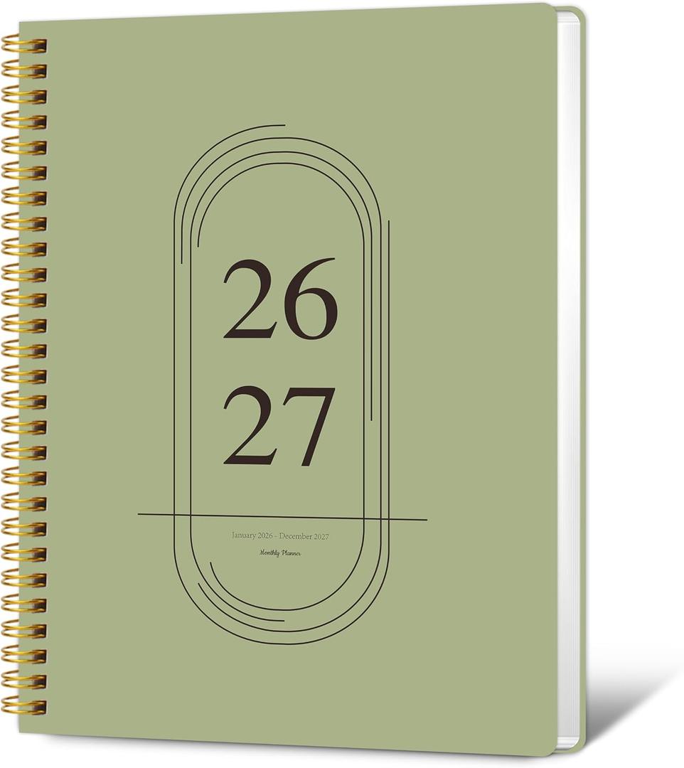 2 x Monthly Planner 2026-2027 - 2 Year Monthly Planner Calendar 2026-2027, Jan. 2026 - Dec. 2027, 7.3" * 9.5", 24 Months Calendar Planner with Note Pages, for Office, School Home Planning - Green