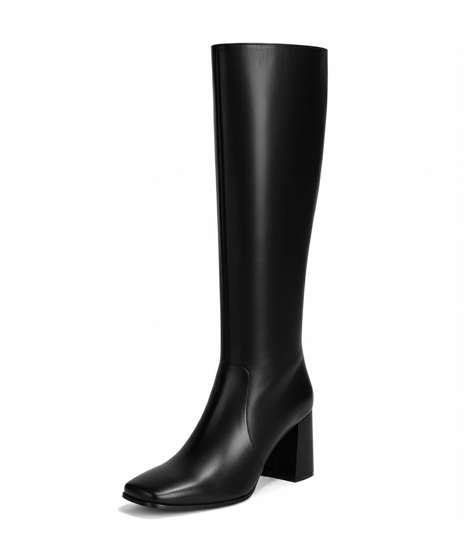 Vipost 3.35-inch Square Toe Knee High Boots for Women, Chunky Block Heel Tall Boots for Women with Side Zipper, Fashion Comfortable Long Fall Winter Boot 2025 Size  8