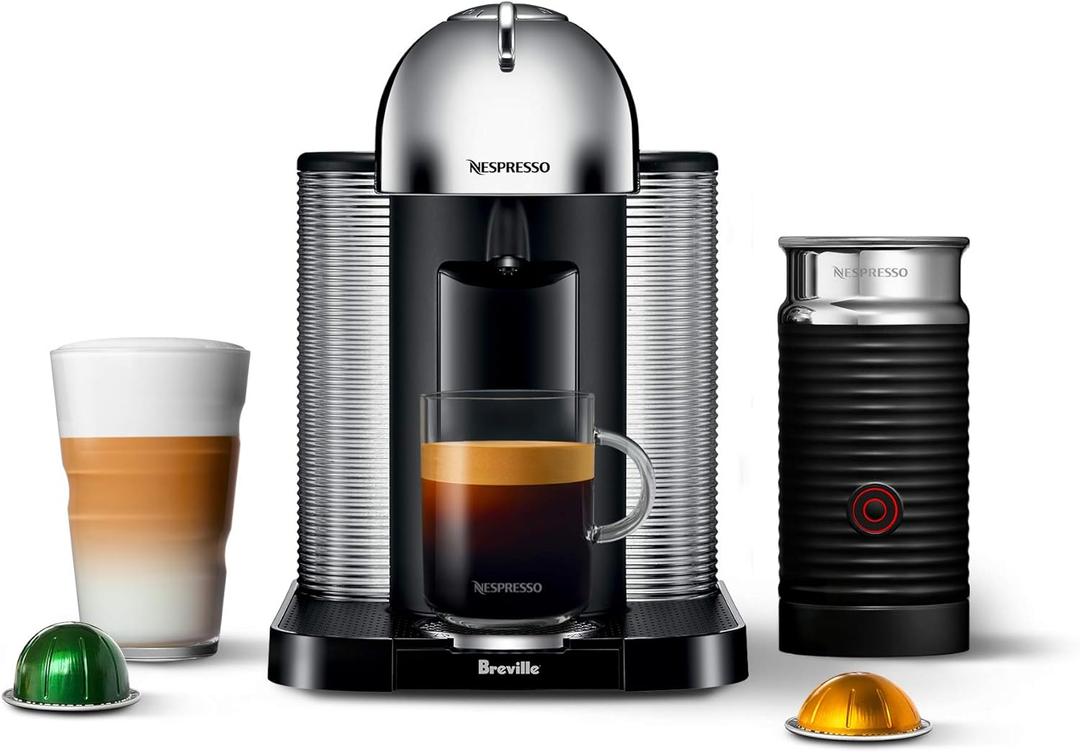 Nespresso Vertuo Coffee and Espresso Maker by Breville Aeroccino, Chrome