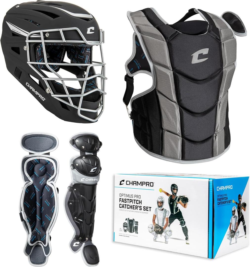 CHAMPRO Optimus Pro Fastpitch Catcher's Kit, Ages 12+, Black