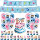 67 Birthday Decorations, 6 7 Themed Birthday Party Supplies Include Happy Birthday Banner, Balloons, Cake Toppers and Cupcake Toppers for Boy Girl Party Decor