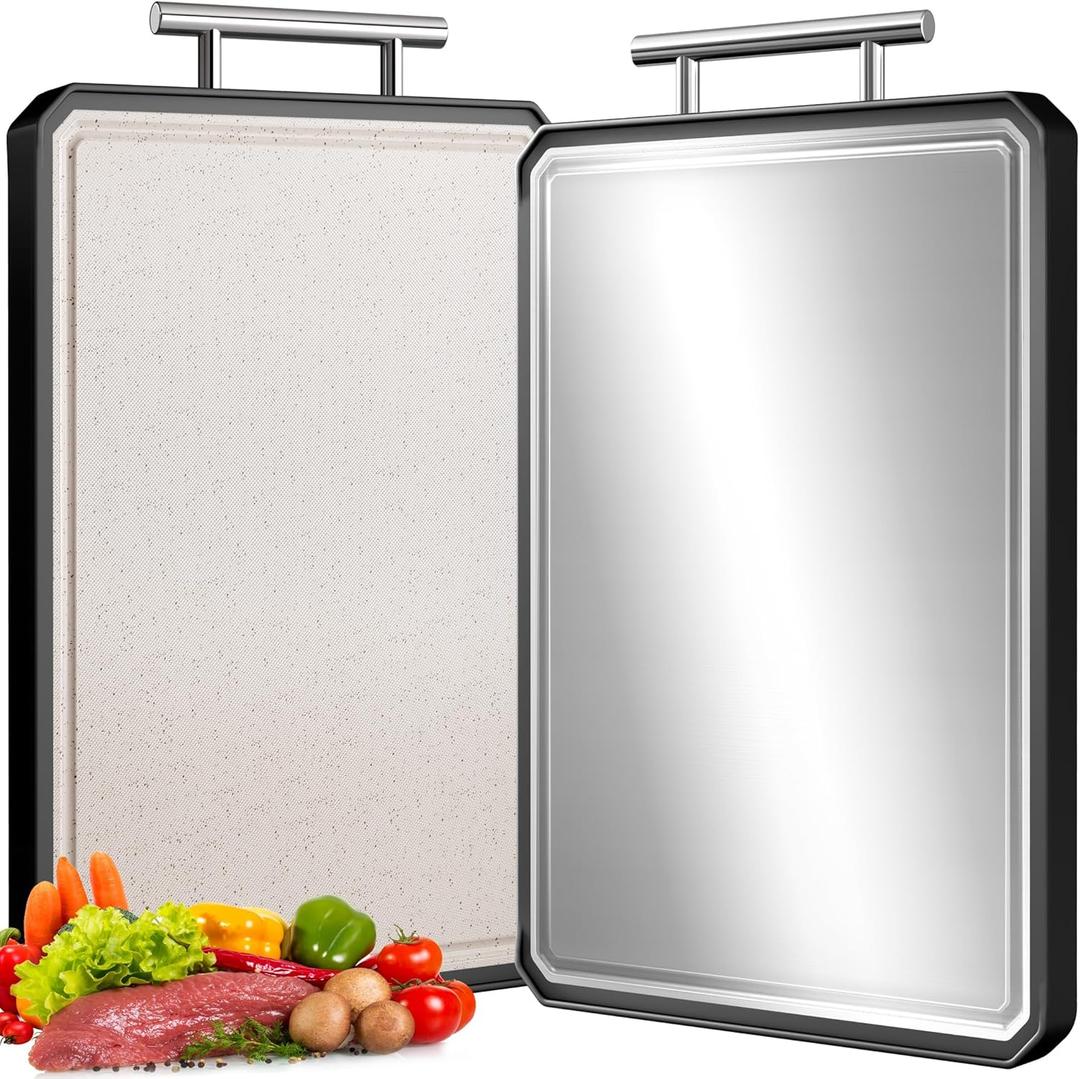 Double-Sided Titanium&Wheat straw PP Cutting Board,Large Chopping Board for kitchen,Non Toxic Cutting Board for Meat and Vegetables,Black,16"*11"