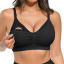 Lover-Beauty Nursing Bras for Breastfeeding Comfortable Hands-Free Pumping Bras Pregnancy Maternity Sport Bra Plus Size, Black, XL