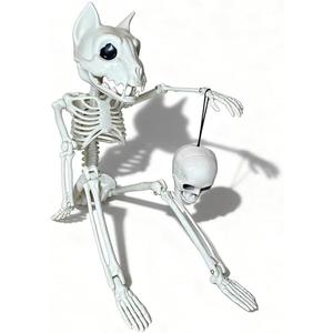 GUSYXO 16 Inch Cute Horror Party Decorations Indoor Outdoor Haunted House Props Poseable Hybrid Small Skeletons Decor: Funny Skull for White Elephant Gifts