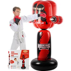 Punching Bag for Kids,New Upgraded 360Rotating Kids Punching Bag,Inflatable Boxing Bag Toy for Boys Girls, Christmas Birthday Gift for Kids Age 3-12 (Red)
