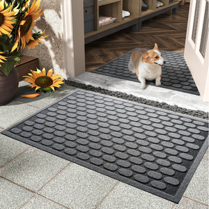 AMOAMI-Door Mat Outdoor Indoor Entrance-Front Door Mat Durable Rubber Backed Non Slip Absorbent Indoor Outdoor Doormat for Outside Inside Entry Entryway-Dirt Trapper Welcome Mat-Black 24"x36"