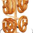Pretzel Holder Stand Oktoberfest Bamboo Rotatable Pretzel Display Rack Hanger with Arms Hanging Sausage Mug Hook Stand for Oktoberfest Party(52 x 40cm)