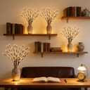 GOESWELL Lighted Branches Tree Lights: 18In Brown Willow Twig Light with Timer for Vase Decor - Tree Branch Light with 60 Warm White LED for Tabletop Living Room Indoor Decoration