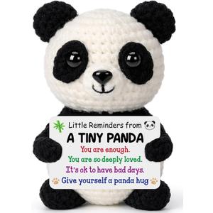 Birthday Inspirational Gifts for Women - Crochet Panda Little Reminders Cheer Motivational Positive Gifts for Girls College Student Nurse, Birthday Presents for Friends Teen Her Him