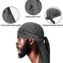 Durag for Men Silky Neck Drape Do rags Skull Wave Cap Breathable Headwraps Sun Protection Hat Biker Hip Hop Bonnet Headwear (Black+blue+deep Grey)