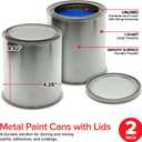 Stock Your Home 1 Quart Unlined Metal Paint Cans with Lids (2 Pack), Empty Quart Paint Cans for Storage, Mixing, Touch Ups and Crafts - Made in USA, Metal Buckets with Friction Fit Lids