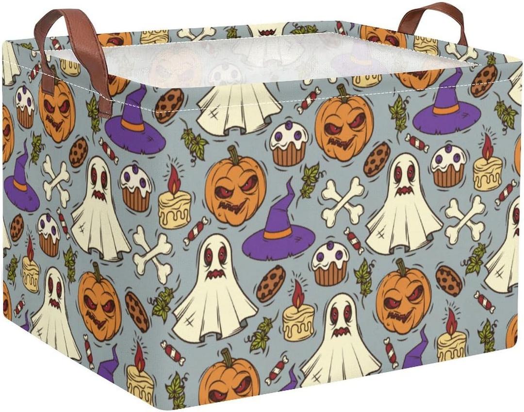 Halloween Candy Witch Hat Storage Basket Gift Baskets with Handles Foldable Decorative Canvas Storage Bin for Living Room Shelves Office 15x10x10 In (color-20)