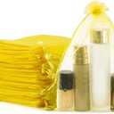 Meowoo 100PCS Organza Bags, 8x12in Small Mesh Bags Drawstring, Mesh Gift Bags Drawstring for Jewelry, Candy, Christmas, Sachets, Festivals, Bathroom Soaps, Makeup Organza, Wrapping Supplies(yellow)