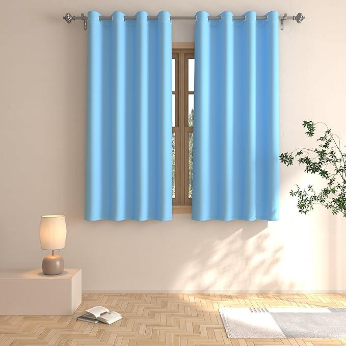 UPOPO Sky Blue Curtains 54 inches Long Nurdery Kids Boys Room Darkening Window Curtain Panels Bedroom Living Room Grommet Top Thermal Insulated Drapes Kitchen Bathroom Basement 2 Panels 52"x54"