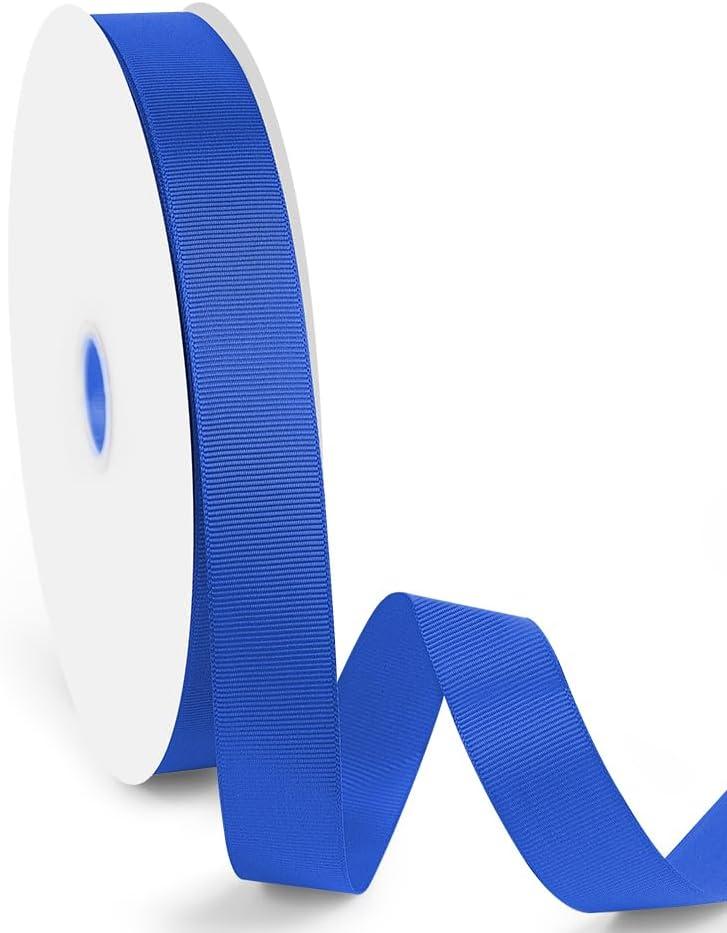 1" Width x 100 Yards Grosgrain Ribbon, Royal Blue Ribbed Ribbon for Gift Wrapping, Hair, Bows, Craft, DIY, Swags, Wedding, Valentine's Day, Christmas and Party Decoration