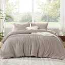 Litanika California King Comforter Set Rose Coffee, 3 Pieces Tufted Boho Farmhouse Bedding Comforter Sets, Lightweight Fluffy Comforter Bed Set for All Season (104x96In Comforter and 2 Pillowcases)