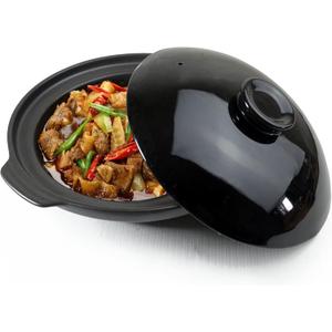 Casserole Clay Dry Pot Heat-resistant Premium Saucepan Ceramic Bowl with Lid Cook Soup Terrine Black 42oz