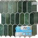 Art3d 12 x 12 Inch Heavy-Duty Peel and Stick Backsplash, Self-adhesive Wall Tiles for Kitchen Bathroom Decor, 10-Pack Dark Green