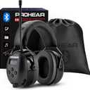 PROHEAR 033 Upgraded Bluetooth 5.4 Hearing Protection Headphones with FM/AM Radio - 25dB NRR Safety Earmuffs, Rechargeable, 48H Playtime for Mowing, Workshops, and Snowblowing, Black
