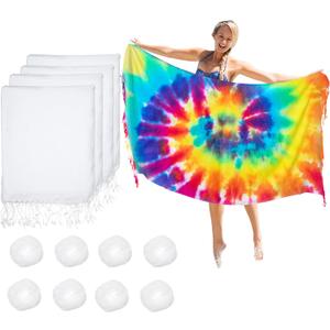 Turkish Beach Towels for Tie-dye Oversized White Beach Towel for tie dye Party 71x39 Lightweight Beach Blanke for Bath Towel Travel Towels with tie dye Thread (1) (4PCS)