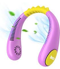COZYEXPR Kids Neck Fan Mini Portable Bladeless Fan for Girls Boys 4-14Y USB Rechargeable Battery Hanging Personal for Travel Summer Caming Beach Wearable Creative Leafless,3 Speeds