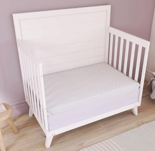 Dream On Me Holly 2-in-1 Mini & Portable Crib Mattress (38”x 24”x 3”), Dual Sided, Vinyl Waterproof Cover, 3” Fiber Core, GREENGUARD Gold Certified, Fits Standard Portable and Mini-Cribs