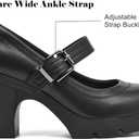 DADAWEN Women's Chunky Low Block Heels Mary Jane Closed Round Toe Pumps Comfortable Work Wedding Dress Shoes, Black, US Size 7