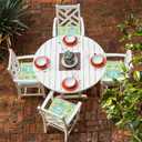 LVTXIII Outdoor Chair Cushions, Water Repellent Patio Furniture Cushions Outdoor Square Chair Pads with Ties for Dining Chairs and Garden Furniture Decoration, 18.5"x16"x2" Set of 4, Damask Green