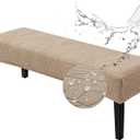 Genina Stretch Jacquard Dining Bench Cover - Anti-Dust Removable Bench Slipcover Washable Bench Seat Protector Cover for Living Room, Bedroom, Kitchen-Khaki (Macrophyte)